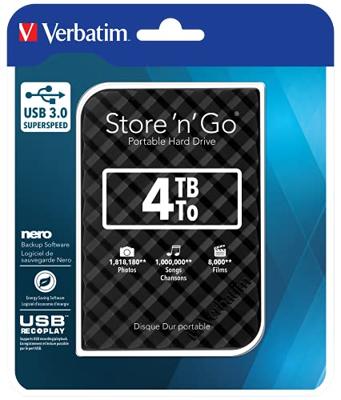 Verbatim Store n Go 4 TB Externe harde schijf (2,5 inch) USB-A 3.2 Gen 1 Zwart 53223 Verbatim Store n Go 4 TB Externe harde schijf (2,5 inch) USB-A 3.2 Gen 1 Zwart 53223