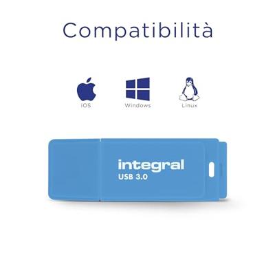 Integral Neon USB 3.0 stick, 32 GB, blauw Integral Neon USB 3.0 stick, 32 GB, blauw