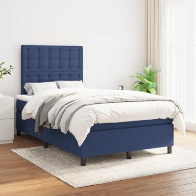 Boxspring met matras stof blauw 140x190 cm