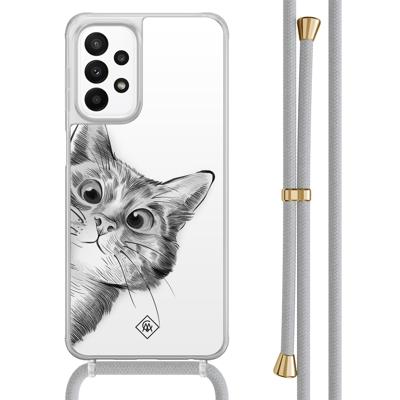 Samsung Galaxy A23 hoesje met koord - Peekaboo kat