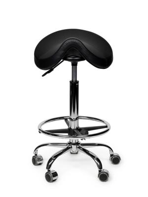 Premium zadelkruk zwart standaard met voetring