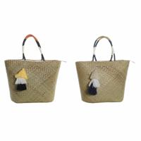 Strandtas DKD Home Decor Oranje Natuurlijk Marineblauw Vezel 49 x 18 x 37 cm (2 Stuks) - thumbnail
