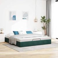 Ottoman bedframe zonder matras 180x200 cm fluweel donkergroen - thumbnail