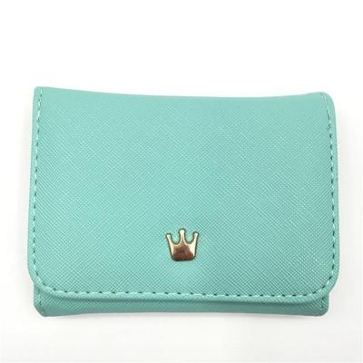 Korte mini vrouwen portefeuilles kroon ingericht fold PU lederen Coin Purse kaarthouder (licht groen)