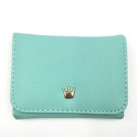 Korte mini vrouwen portefeuilles kroon ingericht fold PU lederen Coin Purse kaarthouder (licht groen) - thumbnail
