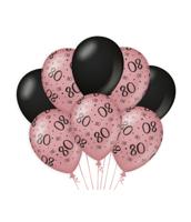 Decoratie ballonnen roze/zwart - 80 - thumbnail