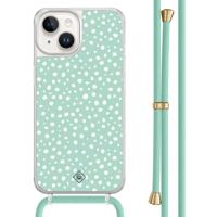 iPhone 14 hoesje met mint koord - Mint dots - thumbnail