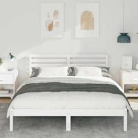 Bedframe met hoofdeinde Wit 200 x 200 cm Massief grenenhout - thumbnail