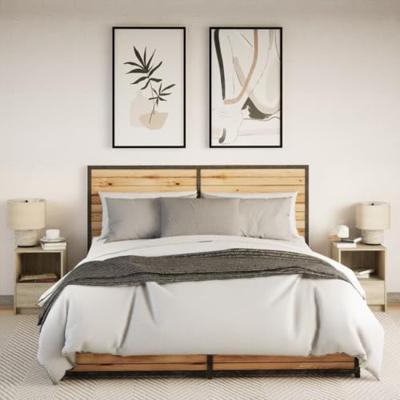 Nachtkastjes met LED-verlichting 2 st bewerkt hout sonoma eiken