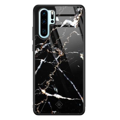 Huawei P30 Pro glazen hardcase - Marmer zwart Huawei P30 Pro glazen hardcase - Marmer zwart