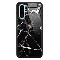 Huawei P30 Pro glazen hardcase - Marmer zwart - thumbnail