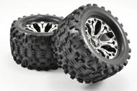 Fastrax Stinger MT banden op chrome 6-spaaks velgen (1/2" offset) - 1/10 Truck - thumbnail