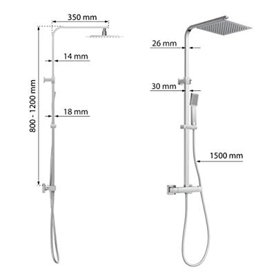 EISL CALVINO hoofddouche set met thermostatische mengkraan | chroom - DX1104CST DX1104CST