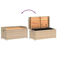 Opbergbankje 100x50x52 cm poly rattan acaciahout gemengd beige - thumbnail