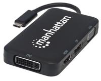 Manhattan 152600 USB Adapter [1x USB-C stekker - 1x DVI-bus 24+5-polig, DisplayPort bus, HDMI-bus, VGA-bus] Zwart 8.00 cm - thumbnail