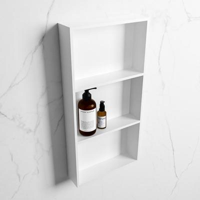 MONDIAZ EASY Nis 59,5x29,5cm in solid surface kleur Talc | Talc. 3 vakken geschikt voor in- of opbouw MONDIAZ EASY Nis 59,5x29,5cm in solid surface kleur Talc | Talc. 3 vakken geschikt voor in- of opbouw