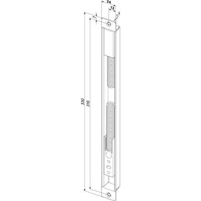 Kabelovergang verborgen 10312 voor kabels tot 7 mm, 330 x 24 x 17 mm, roestvrij staal