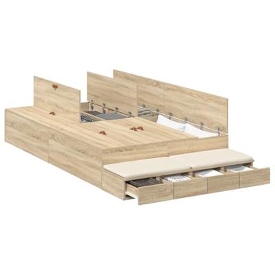 Opbergbedframe Sonoma Eiken 236.5 x 120 x 31.5 cm Bewerkt hout