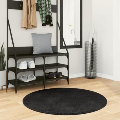 VidaXL Vloerkleed huarte laagpolig zacht wasbaar ø 100 cm zwart VidaXL Vloerkleed huarte laagpolig zacht wasbaar ø 100 cm zwart