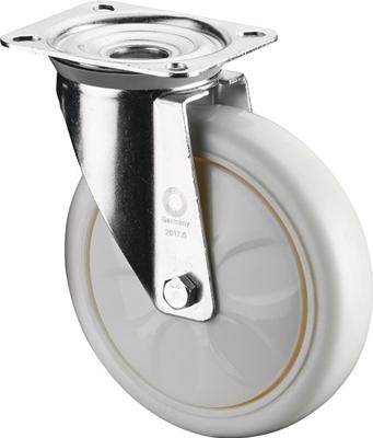 BS Rollen Zwenkwiel | wiel d. 125 mm draagvermogen 300 kg | kunststof | plaat L138xB109 mm verf wiel wit | 1 stuk - LSS400.B15.126 LSS400.B15.126