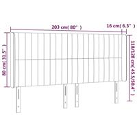 Hoofdbord met randen 203x16x118/128 cm stof donkerbruin - thumbnail