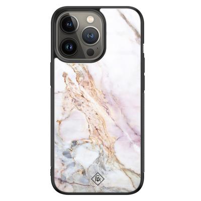 iPhone 13 Pro glazen hardcase - Parelmoer marmer iPhone 13 Pro glazen hardcase - Parelmoer marmer