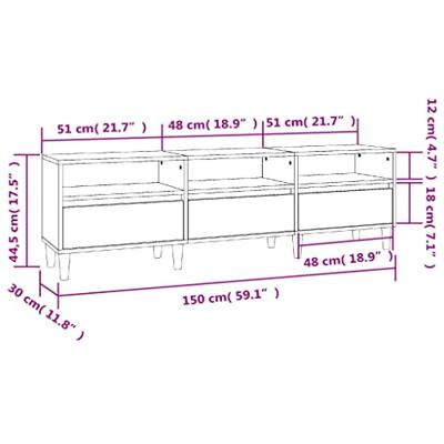 Tv-meubel 150x30x44,5 cm bewerkt hout betongrijs