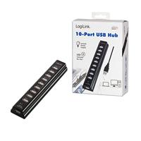 LogiLink UA0096 USB 2.0-hub 10 poorten Zwart - thumbnail