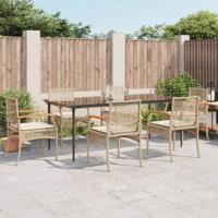 7-delige Tuinset met kussens poly rattan beige - thumbnail