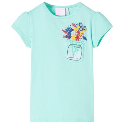 Kindershirt met bloemenprint 92 lichtmintkleurig Kindershirt met bloemenprint 92 lichtmintkleurig