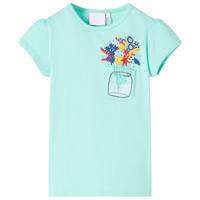 Kindershirt met bloemenprint 92 lichtmintkleurig - thumbnail