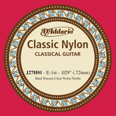 D&apos;Addario J27H01 Student Nylon Classical Guitar Single String enkele snaar voor klassieke gitaar, Hard Tension, 1st String
