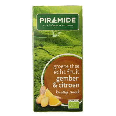 Groene thee met gember en citroen bio 20 Zakjes Groene thee met gember en citroen bio 20 Zakjes