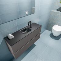 MONDIAZ ADA 100cm toiletmeubel dark grey. LEX wastafel urban midden 1 kraangat - thumbnail