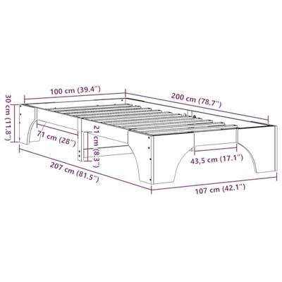 Bedframe Wit 100 x 200 cm Massief grenenhout