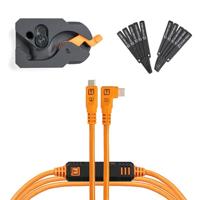Tether Tools LeverLock & Cable Kit, Optima 10G, 15&apos; (4.6m), straight to right orange - thumbnail