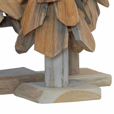 Kerstboom met standaard 3 pcs Bruin Massief teakhout Kerstboom met standaard 3 pcs Bruin Massief teakhout