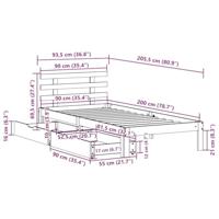 Bedframe met lades massief grenenhout wit 90x200 cm - thumbnail