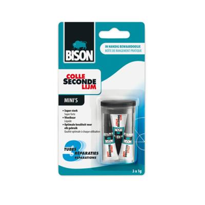 Bison colle secondelijm mini's 1gr 3 stuks Bison colle secondelijm mini's 1gr 3 stuks