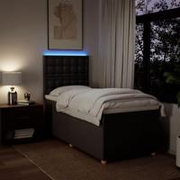 Boxspring met matras stof donkerbruin 90x200 cm - thumbnail