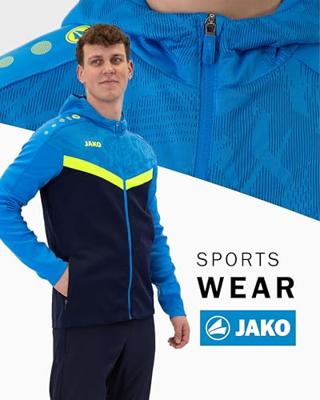 JAKO 6824 Jas Met Kap Iconic - Marine Jako-Blauw/Fluogeel - XL