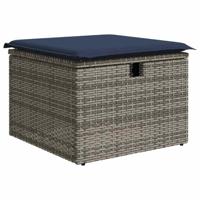 2-delige Loungeset met kussens poly rattan acacia grijs - thumbnail