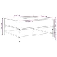 Salontafel 95x95x45 cm bewerkt hout en metaal grijs sonoma - thumbnail
