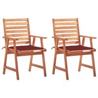 Tuinstoelen 2 st met kussens massief acaciahout - thumbnail