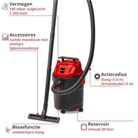 Einhell TC-VC 1820 2342480 Nat- en droogzuiger 20 l - thumbnail