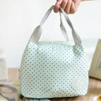 Gestreepte stip draagbare thermische geïsoleerde koude houden voedsel veilig warme lunchzak (groene stip) - thumbnail