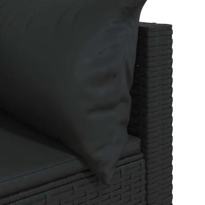 Tuinhoekbanken met kussens 2 st poly rattan zwart - thumbnail
