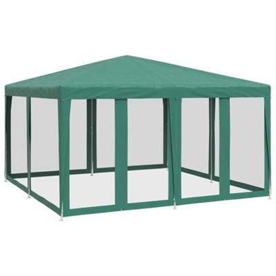 Partytent met 8 mesh zijwanden 4x4 m HDPE groen - thumbnail