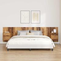 Hoofdbord Met Kast met lade 3 pcs Oud Hout Bewerkt hout - thumbnail