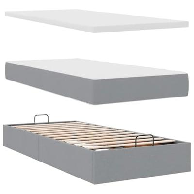 Ottoman bed met matrassen 200x200cm stof lichtgrijs